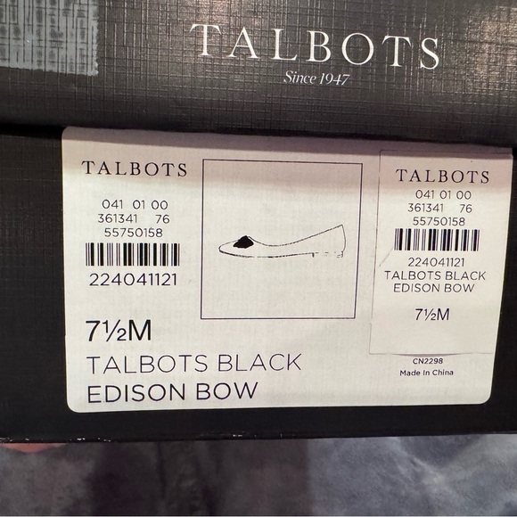 Talbots Black Edison Bow Suede Flat Women’s Shoe Sparkly Bow Sz 7.5 - Picture 7 of 8
